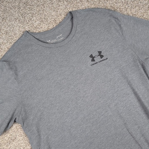 Under Armour Mens T-Shirt Gray HeatGear Loose Fit Short Sleeve Gym Tee - Picture 1 of 6
